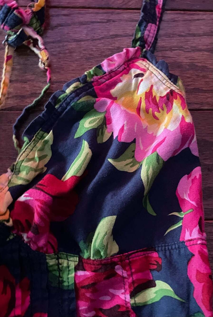 Y2K Abercrombie Fitch Floral Babydoll Mini Dress Navy Pink Size L - Picture 7 of 11